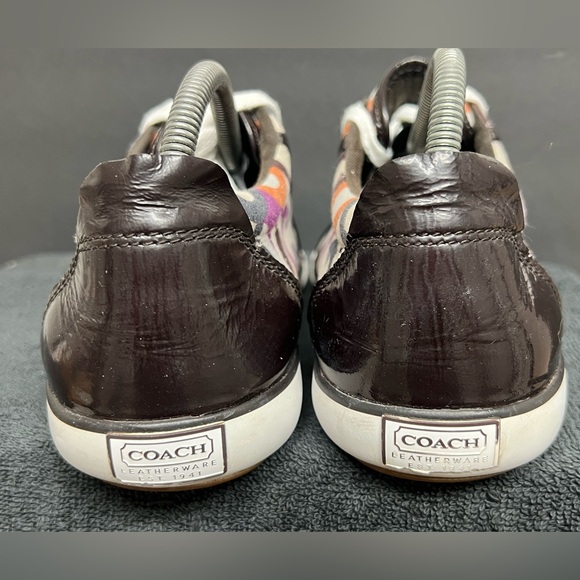 Coach Barrett Op Art Signature Purple Gray Brown Ivory Sneakers RARE 10 B - Picture 7 of 11